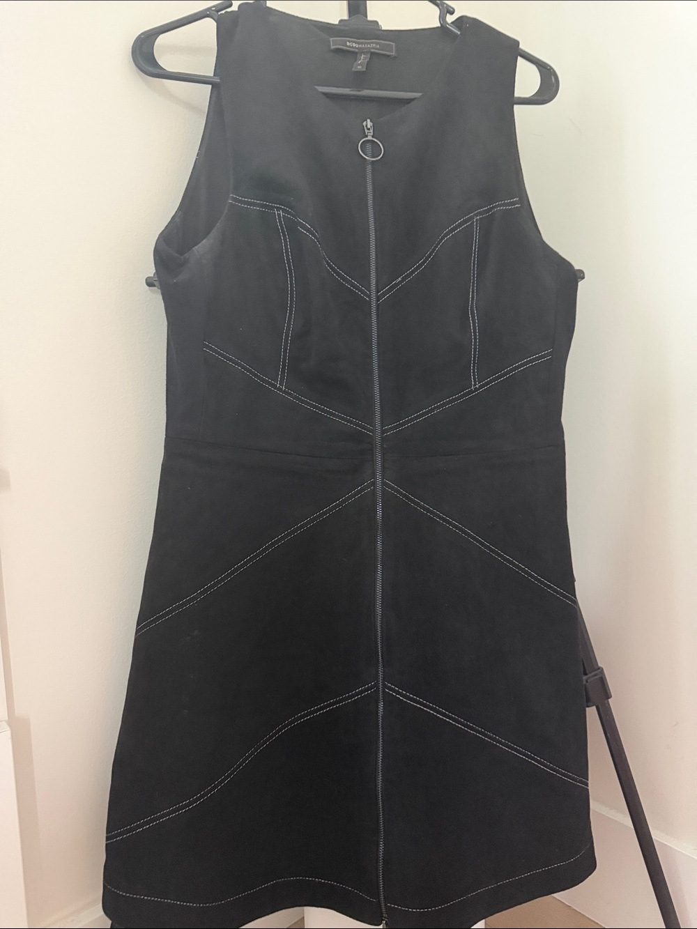 BCBGMaxAzria Black Sleeveless Zip-Front A-Line Dress